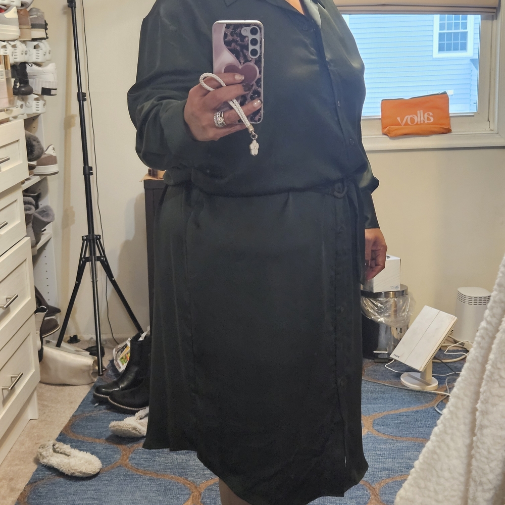 Eloquii Forest Green Satin Top